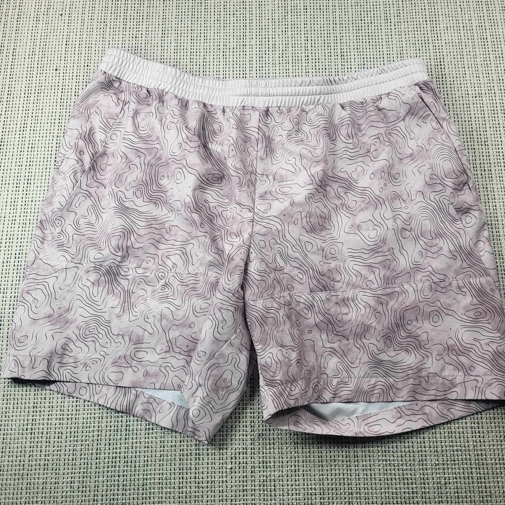 FLX Shorts Mens XL Pink Topographic 7 Inch Inseam Elastic Pockets Running Gym